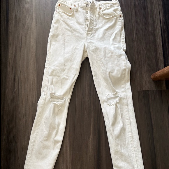 Re/Done White Skinny Distressed Jeans - Picture 1 of 5